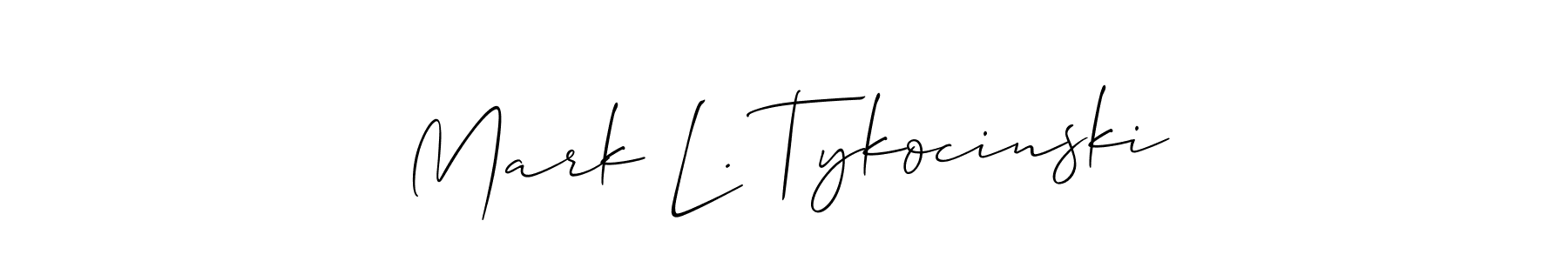 The best way (Allison_Script) to make a short signature is to pick only two or three words in your name. The name Mark L. Tykocinski include a total of six letters. For converting this name. Mark L. Tykocinski signature style 2 images and pictures png