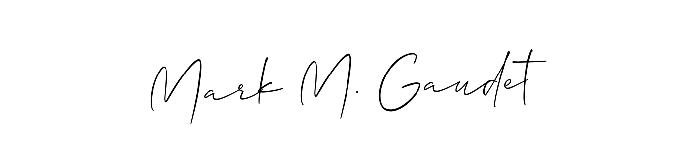 The best way (Allison_Script) to make a short signature is to pick only two or three words in your name. The name Mark M. Gaudet include a total of six letters. For converting this name. Mark M. Gaudet signature style 2 images and pictures png