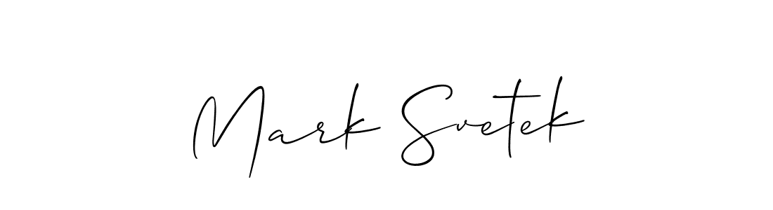 Make a beautiful signature design for name Mark Svetek. With this signature (Allison_Script) style, you can create a handwritten signature for free. Mark Svetek signature style 2 images and pictures png