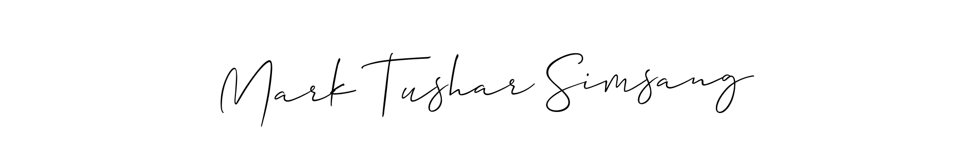 Allison_Script is a professional signature style that is perfect for those who want to add a touch of class to their signature. It is also a great choice for those who want to make their signature more unique. Get Mark Tushar Simsang name to fancy signature for free. Mark Tushar Simsang signature style 2 images and pictures png