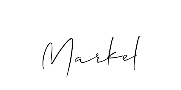 Use a signature maker to create a handwritten signature online. With this signature software, you can design (Allison_Script) your own signature for name Markel. Markel signature style 2 images and pictures png