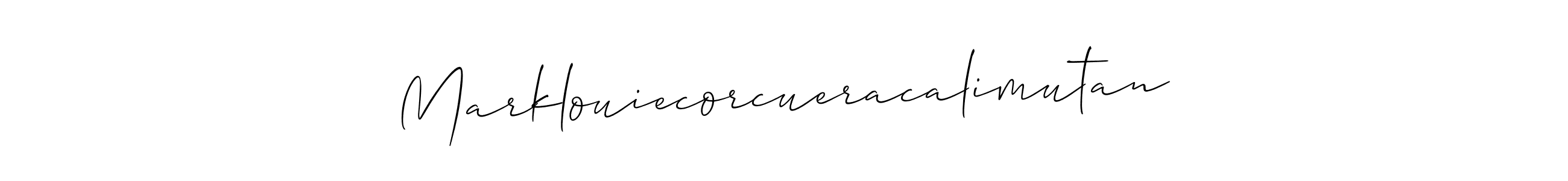 Create a beautiful signature design for name Marklouiecorcueracalimutan. With this signature (Allison_Script) fonts, you can make a handwritten signature for free. Marklouiecorcueracalimutan signature style 2 images and pictures png