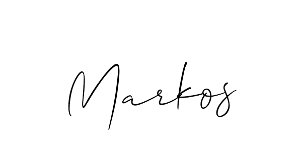 The best way (Allison_Script) to make a short signature is to pick only two or three words in your name. The name Markos include a total of six letters. For converting this name. Markos signature style 2 images and pictures png