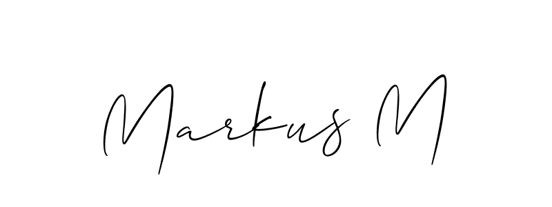 Make a beautiful signature design for name Markus M. With this signature (Allison_Script) style, you can create a handwritten signature for free. Markus M signature style 2 images and pictures png