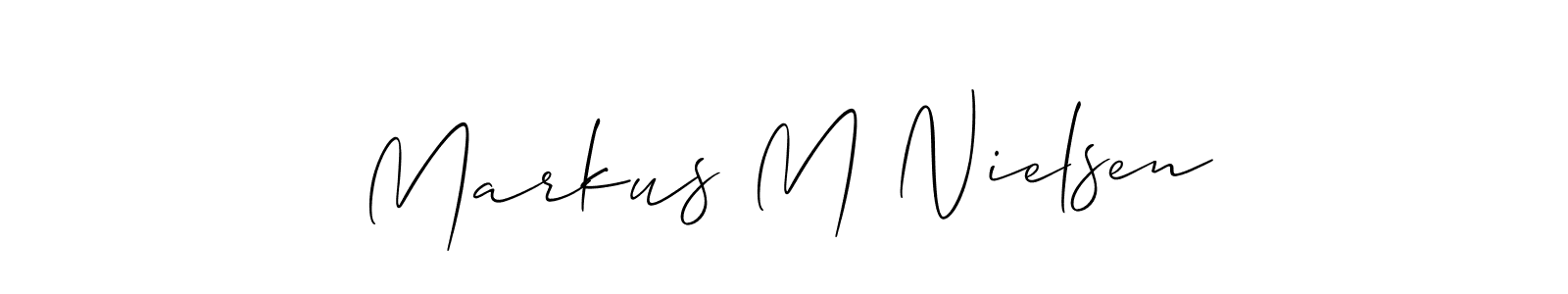 Make a beautiful signature design for name Markus M Nielsen. With this signature (Allison_Script) style, you can create a handwritten signature for free. Markus M Nielsen signature style 2 images and pictures png