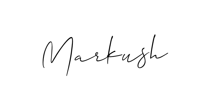 Design your own signature with our free online signature maker. With this signature software, you can create a handwritten (Allison_Script) signature for name Markush. Markush signature style 2 images and pictures png