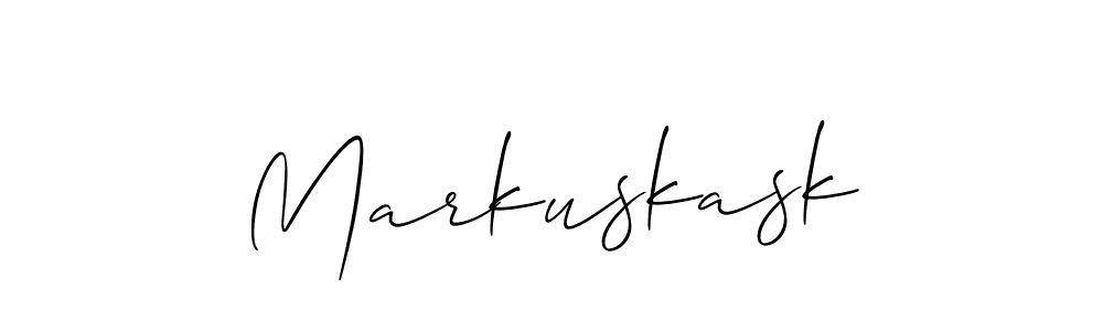 The best way (Allison_Script) to make a short signature is to pick only two or three words in your name. The name Markuskask include a total of six letters. For converting this name. Markuskask signature style 2 images and pictures png