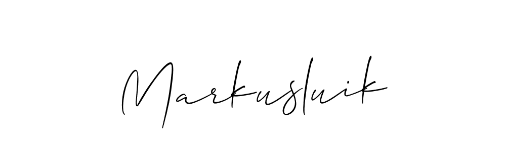 Design your own signature with our free online signature maker. With this signature software, you can create a handwritten (Allison_Script) signature for name Markusluik. Markusluik signature style 2 images and pictures png