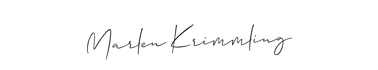 if you are searching for the best signature style for your name Marlen Krimmling. so please give up your signature search. here we have designed multiple signature styles  using Allison_Script. Marlen Krimmling signature style 2 images and pictures png