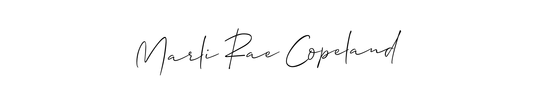 The best way (Allison_Script) to make a short signature is to pick only two or three words in your name. The name Marli Rae Copeland include a total of six letters. For converting this name. Marli Rae Copeland signature style 2 images and pictures png