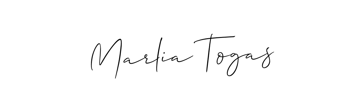 You should practise on your own different ways (Allison_Script) to write your name (Marlia Togas) in signature. don't let someone else do it for you. Marlia Togas signature style 2 images and pictures png