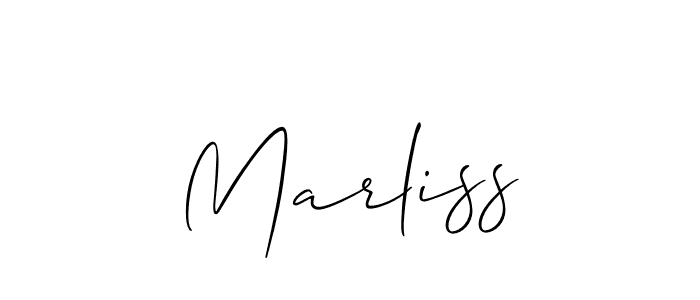 Use a signature maker to create a handwritten signature online. With this signature software, you can design (Allison_Script) your own signature for name Marliss. Marliss signature style 2 images and pictures png