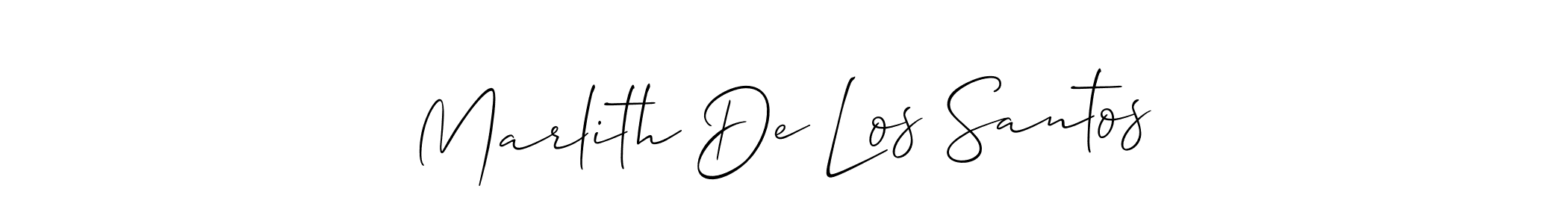 The best way (Allison_Script) to make a short signature is to pick only two or three words in your name. The name Marlith De Los Santos include a total of six letters. For converting this name. Marlith De Los Santos signature style 2 images and pictures png