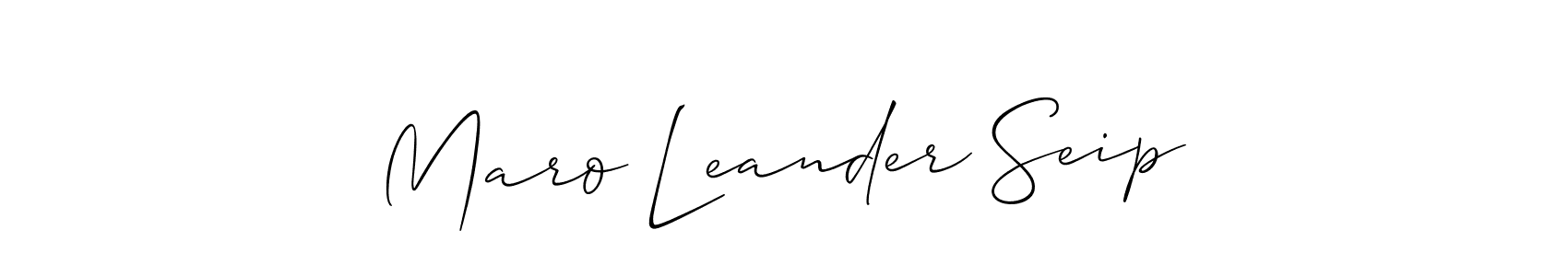 The best way (Allison_Script) to make a short signature is to pick only two or three words in your name. The name Maro Leander Seip include a total of six letters. For converting this name. Maro Leander Seip signature style 2 images and pictures png