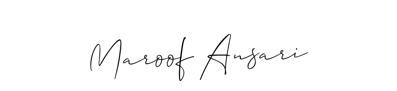 It looks lik you need a new signature style for name Maroof Ansari. Design unique handwritten (Allison_Script) signature with our free signature maker in just a few clicks. Maroof Ansari signature style 2 images and pictures png
