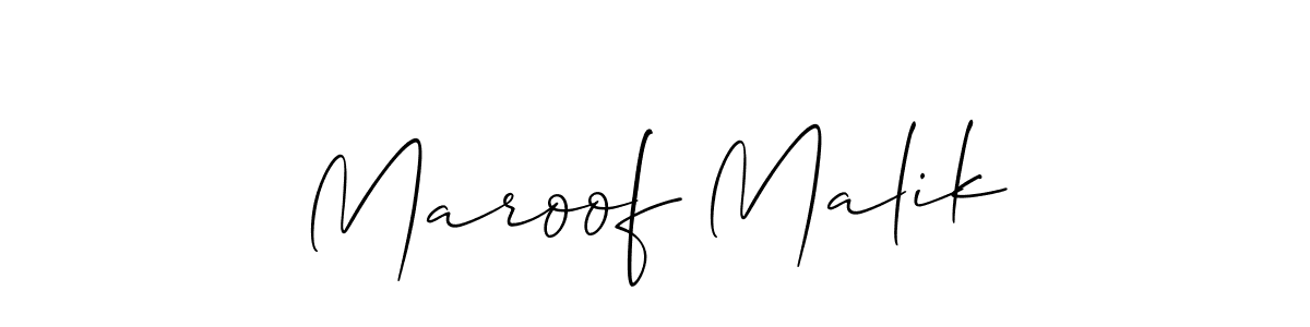 Use a signature maker to create a handwritten signature online. With this signature software, you can design (Allison_Script) your own signature for name Maroof Malik. Maroof Malik signature style 2 images and pictures png
