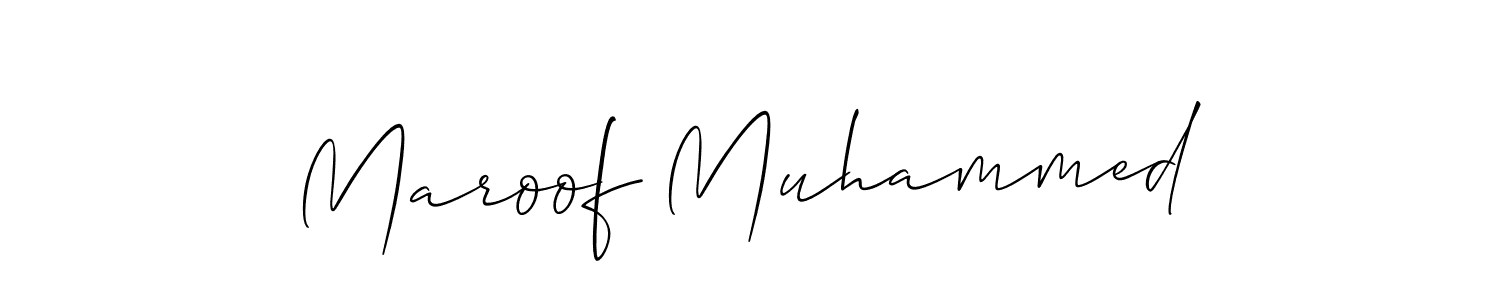 Design your own signature with our free online signature maker. With this signature software, you can create a handwritten (Allison_Script) signature for name Maroof Muhammed. Maroof Muhammed signature style 2 images and pictures png