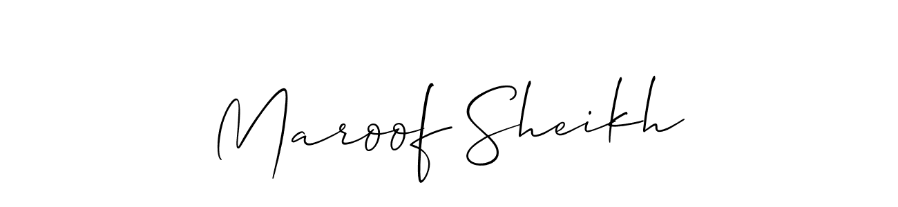 How to make Maroof Sheikh name signature. Use Allison_Script style for creating short signs online. This is the latest handwritten sign. Maroof Sheikh signature style 2 images and pictures png