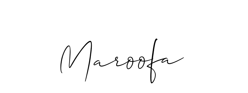 Use a signature maker to create a handwritten signature online. With this signature software, you can design (Allison_Script) your own signature for name Maroofa . Maroofa  signature style 2 images and pictures png