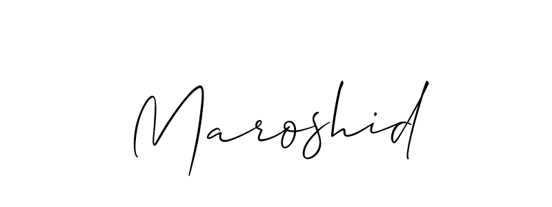 Allison_Script is a professional signature style that is perfect for those who want to add a touch of class to their signature. It is also a great choice for those who want to make their signature more unique. Get Maroshid name to fancy signature for free. Maroshid signature style 2 images and pictures png