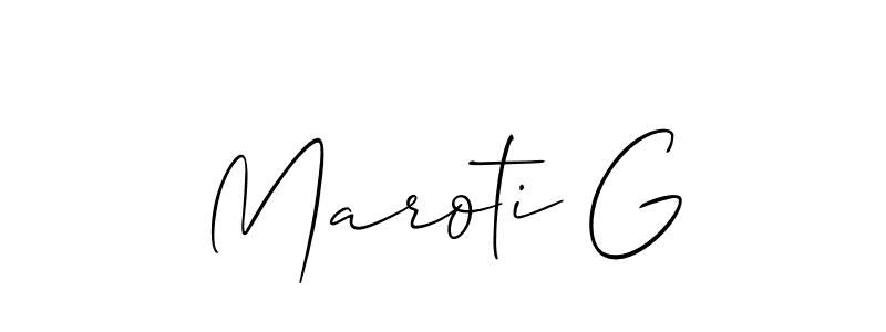 The best way (Allison_Script) to make a short signature is to pick only two or three words in your name. The name Maroti G include a total of six letters. For converting this name. Maroti G signature style 2 images and pictures png