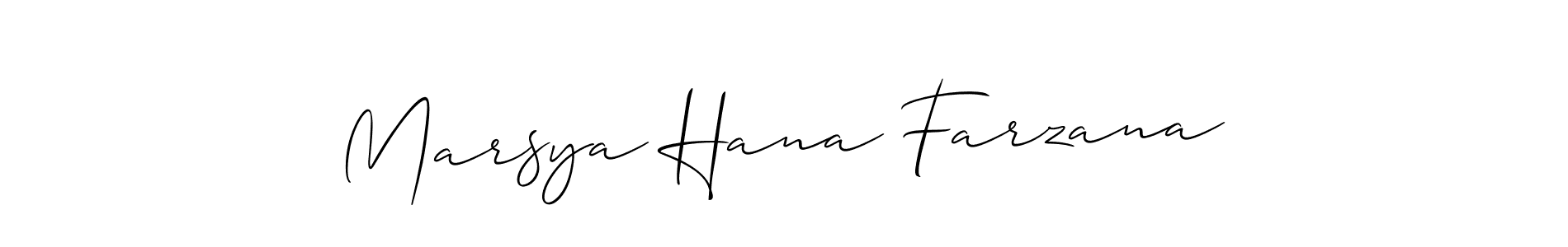 Design your own signature with our free online signature maker. With this signature software, you can create a handwritten (Allison_Script) signature for name Marsya Hana Farzana. Marsya Hana Farzana signature style 2 images and pictures png