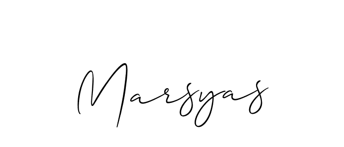 Design your own signature with our free online signature maker. With this signature software, you can create a handwritten (Allison_Script) signature for name Marsyas. Marsyas signature style 2 images and pictures png