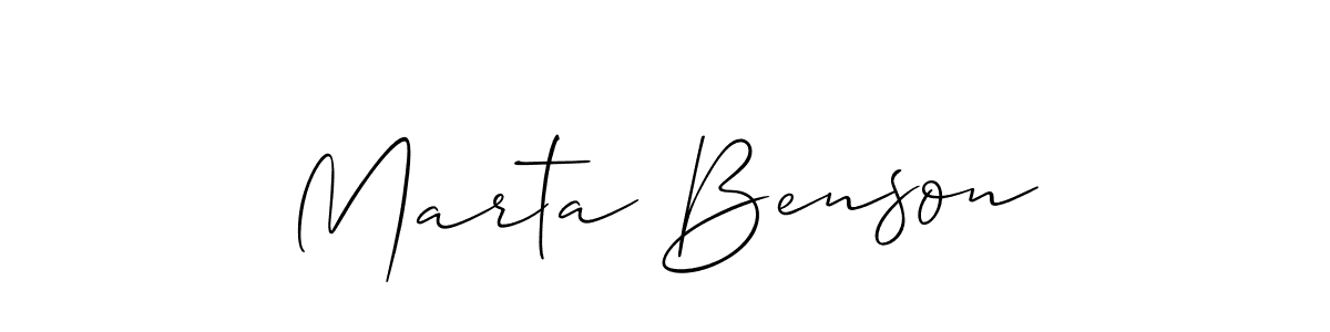 The best way (Allison_Script) to make a short signature is to pick only two or three words in your name. The name Marta Benson include a total of six letters. For converting this name. Marta Benson signature style 2 images and pictures png