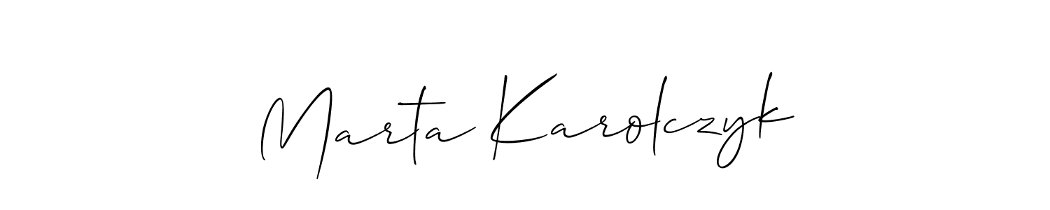 You should practise on your own different ways (Allison_Script) to write your name (Marta Karolczyk) in signature. don't let someone else do it for you. Marta Karolczyk signature style 2 images and pictures png