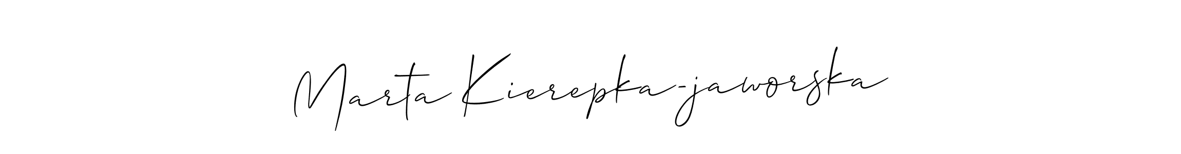 Create a beautiful signature design for name Marta Kierepka-jaworska. With this signature (Allison_Script) fonts, you can make a handwritten signature for free. Marta Kierepka-jaworska signature style 2 images and pictures png