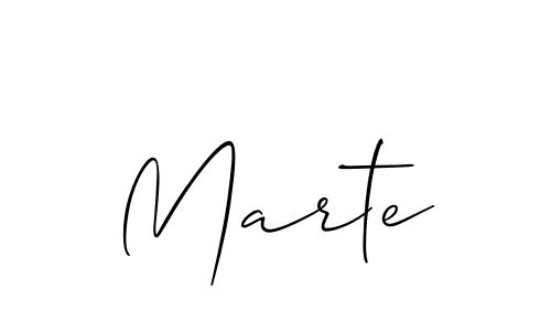 Use a signature maker to create a handwritten signature online. With this signature software, you can design (Allison_Script) your own signature for name Marte. Marte signature style 2 images and pictures png