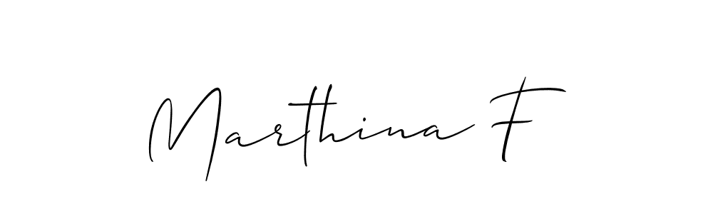 How to make Marthina F signature? Allison_Script is a professional autograph style. Create handwritten signature for Marthina F name. Marthina F signature style 2 images and pictures png