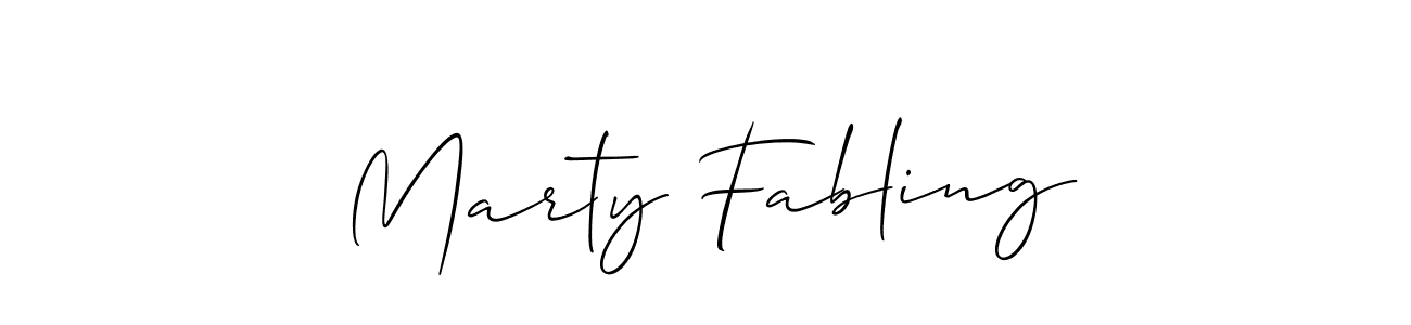 Create a beautiful signature design for name Marty Fabling. With this signature (Allison_Script) fonts, you can make a handwritten signature for free. Marty Fabling signature style 2 images and pictures png