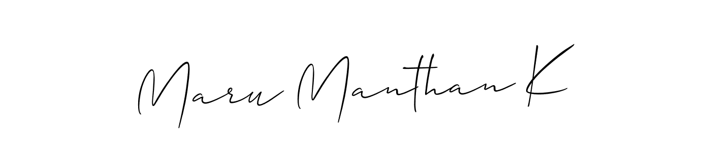 Make a short Maru Manthan K signature style. Manage your documents anywhere anytime using Allison_Script. Create and add eSignatures, submit forms, share and send files easily. Maru Manthan K signature style 2 images and pictures png