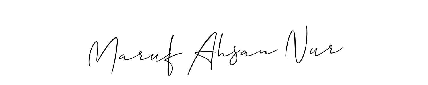 This is the best signature style for the Maruf Ahsan Nur name. Also you like these signature font (Allison_Script). Mix name signature. Maruf Ahsan Nur signature style 2 images and pictures png