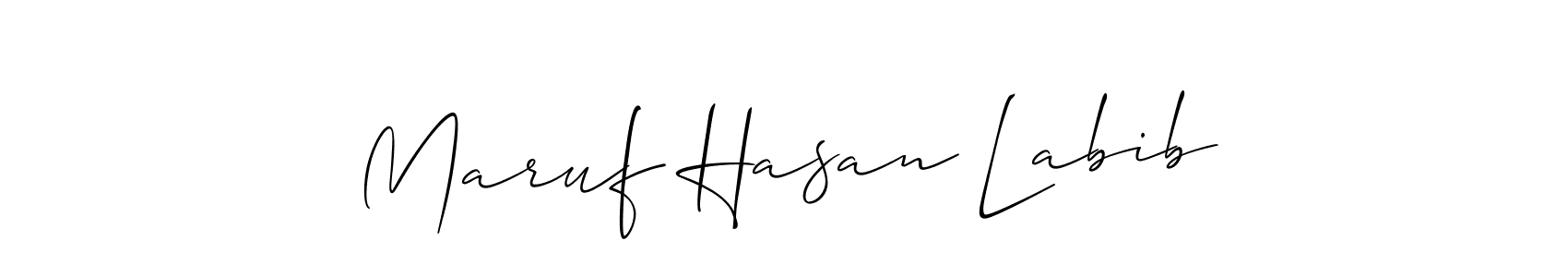 How to make Maruf Hasan Labib name signature. Use Allison_Script style for creating short signs online. This is the latest handwritten sign. Maruf Hasan Labib signature style 2 images and pictures png