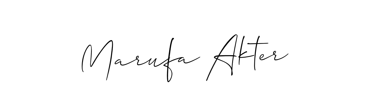 Create a beautiful signature design for name Marufa Akter. With this signature (Allison_Script) fonts, you can make a handwritten signature for free. Marufa Akter signature style 2 images and pictures png