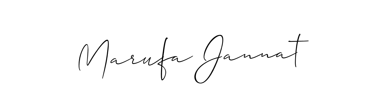 It looks lik you need a new signature style for name Marufa Jannat. Design unique handwritten (Allison_Script) signature with our free signature maker in just a few clicks. Marufa Jannat signature style 2 images and pictures png