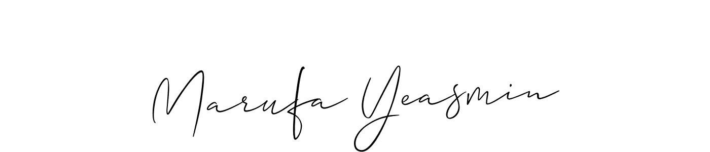 Make a beautiful signature design for name Marufa Yeasmin. With this signature (Allison_Script) style, you can create a handwritten signature for free. Marufa Yeasmin signature style 2 images and pictures png