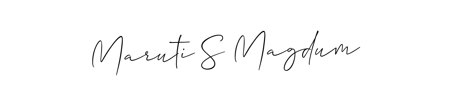 How to make Maruti S Magdum name signature. Use Allison_Script style for creating short signs online. This is the latest handwritten sign. Maruti S Magdum signature style 2 images and pictures png