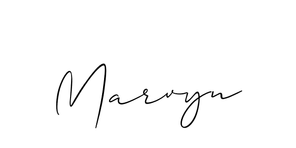 How to make Marvyn name signature. Use Allison_Script style for creating short signs online. This is the latest handwritten sign. Marvyn signature style 2 images and pictures png