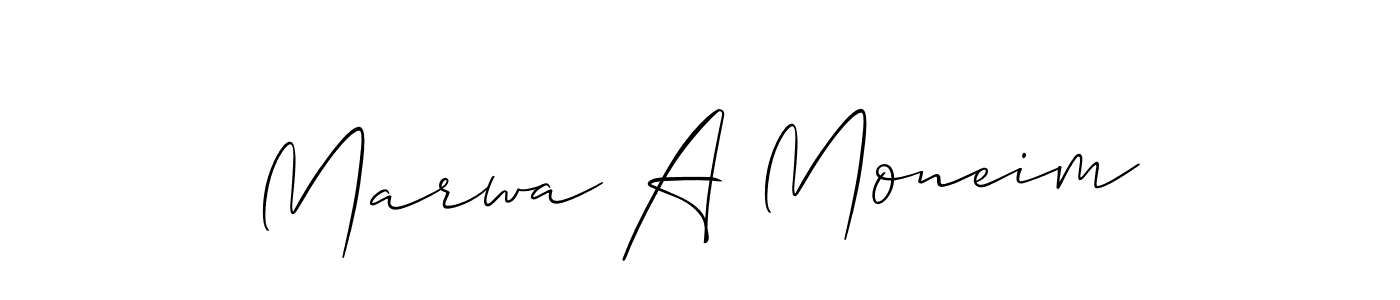 Design your own signature with our free online signature maker. With this signature software, you can create a handwritten (Allison_Script) signature for name Marwa A Moneim. Marwa A Moneim signature style 2 images and pictures png