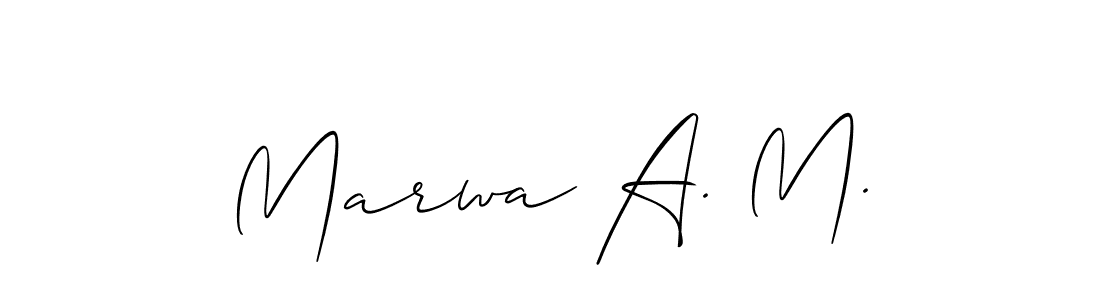 How to make Marwa A. M. signature? Allison_Script is a professional autograph style. Create handwritten signature for Marwa A. M. name. Marwa A. M. signature style 2 images and pictures png