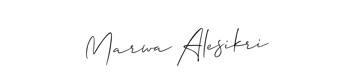 Use a signature maker to create a handwritten signature online. With this signature software, you can design (Allison_Script) your own signature for name Marwa Alesikri. Marwa Alesikri signature style 2 images and pictures png