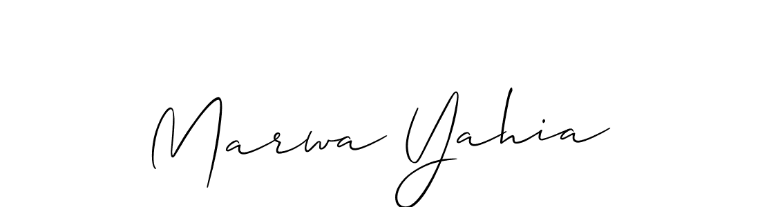 How to make Marwa Yahia name signature. Use Allison_Script style for creating short signs online. This is the latest handwritten sign. Marwa Yahia signature style 2 images and pictures png
