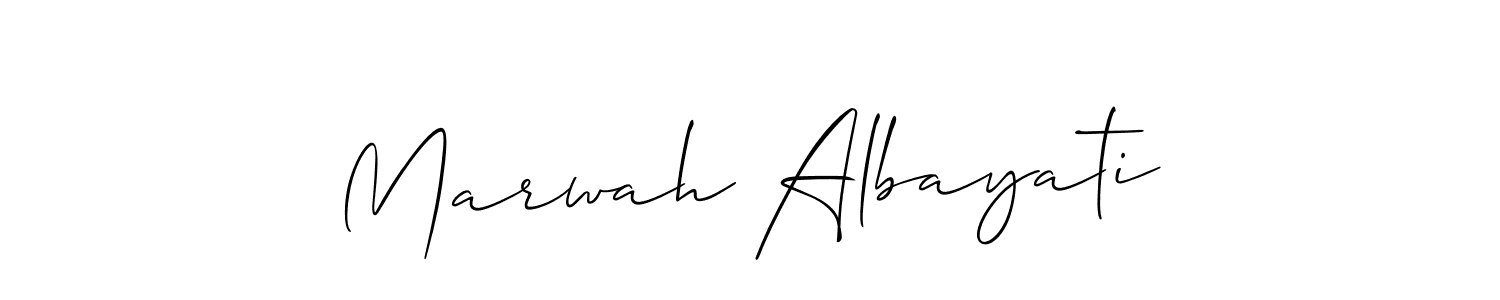 Marwah Albayati stylish signature style. Best Handwritten Sign (Allison_Script) for my name. Handwritten Signature Collection Ideas for my name Marwah Albayati. Marwah Albayati signature style 2 images and pictures png