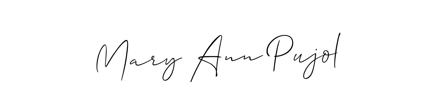 Make a short Mary Ann Pujol signature style. Manage your documents anywhere anytime using Allison_Script. Create and add eSignatures, submit forms, share and send files easily. Mary Ann Pujol signature style 2 images and pictures png