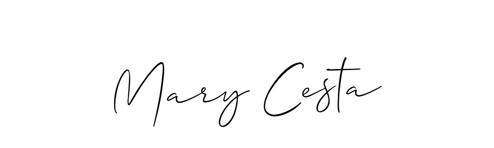 How to make Mary Cesta signature? Allison_Script is a professional autograph style. Create handwritten signature for Mary Cesta name. Mary Cesta signature style 2 images and pictures png