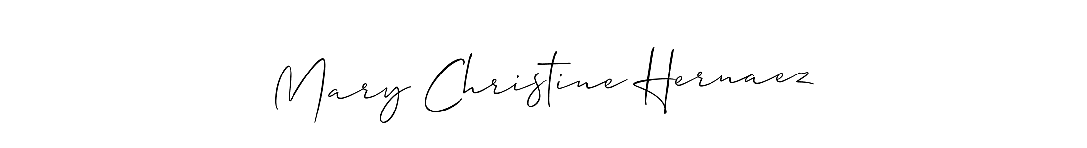 The best way (Allison_Script) to make a short signature is to pick only two or three words in your name. The name Mary Christine Hernaez include a total of six letters. For converting this name. Mary Christine Hernaez signature style 2 images and pictures png