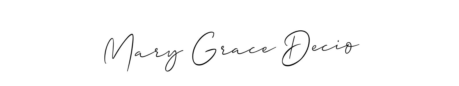 Make a short Mary Grace Decio signature style. Manage your documents anywhere anytime using Allison_Script. Create and add eSignatures, submit forms, share and send files easily. Mary Grace Decio signature style 2 images and pictures png